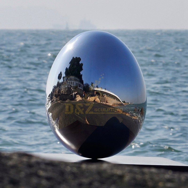 Stainless steel mirror smooth egg sculpture