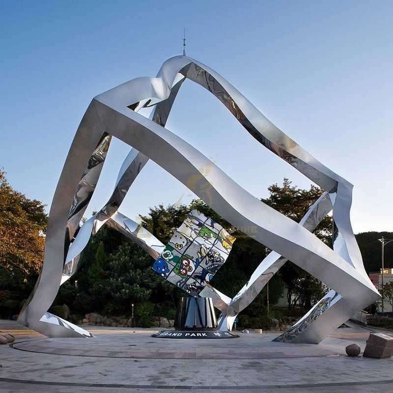 Stainless steel sculpture flowers and leaves sculpture