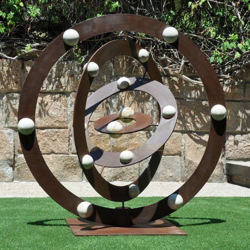 Outdoor garden decoration corten steel circle sculpture