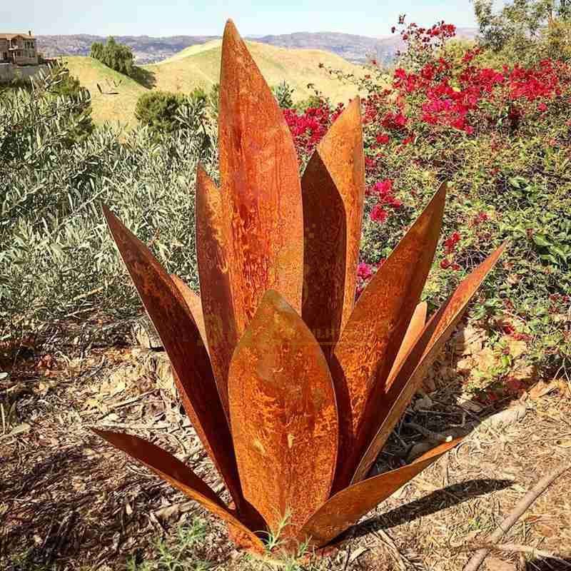 Rusty garden decoration corten steel flower sculpture