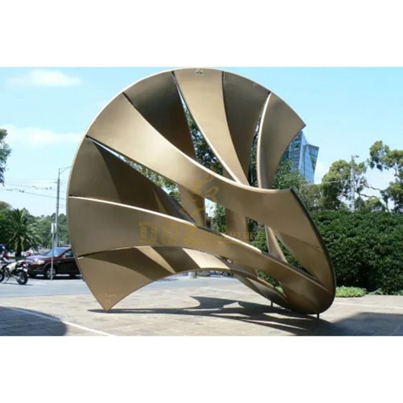 Outdoor large stainless steel fan metal sculpture