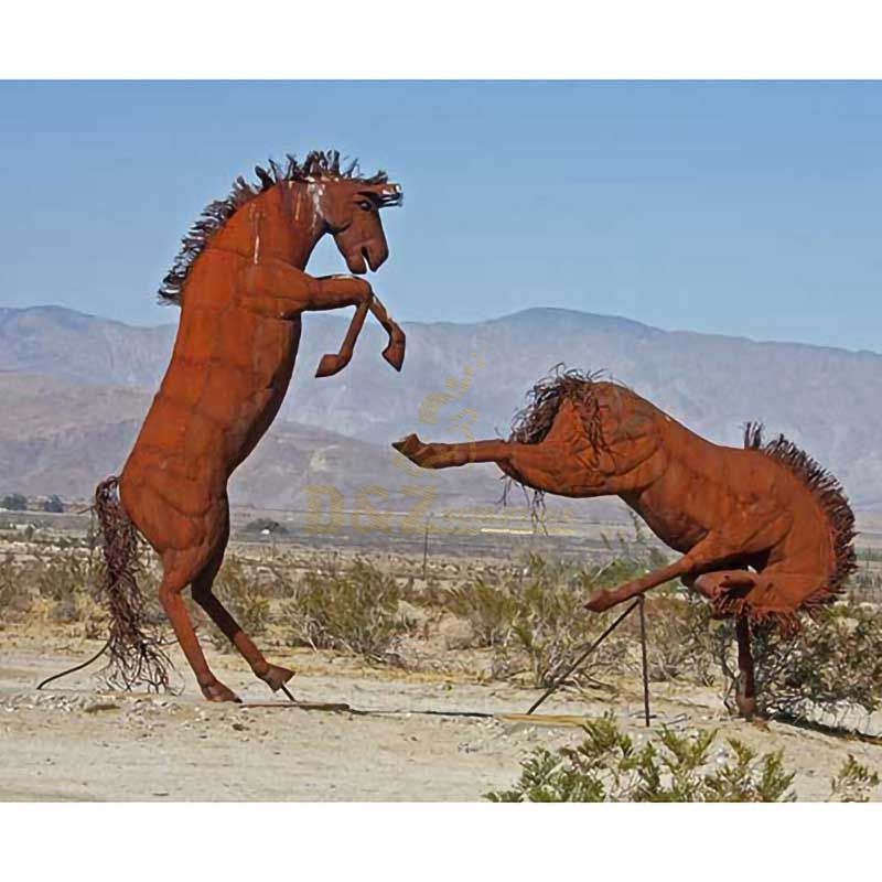 Corten steel Outdoor Decor Running Metal Horse Sculpture