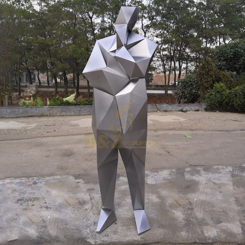 Outdoor life size mosaic stainless steel man sculpture