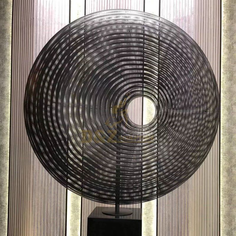 Indoor round abstract modern stainless steel sculpture