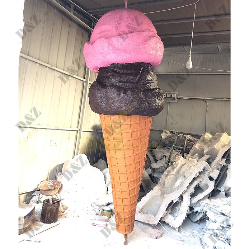 Outdoor Gigantic Ice Cream Cone Sculpture Glass Steel For Sale