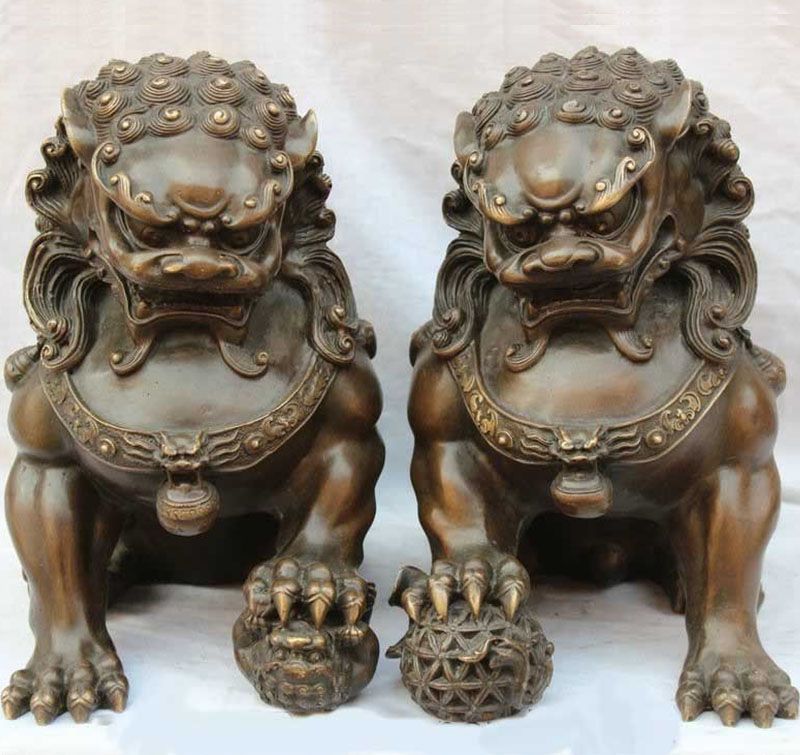 Bronze Chinese guardian lion statue for sale