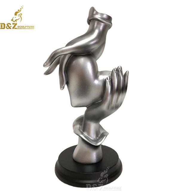 Marble hands holding rose statue home decor