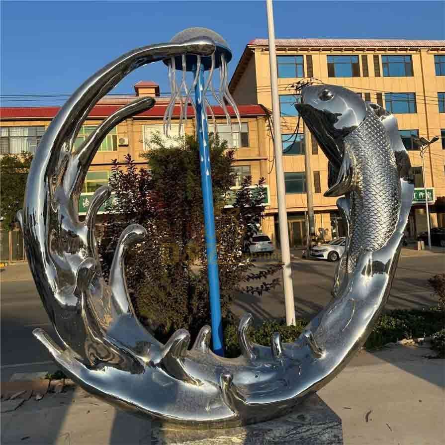 Large metal ring wave art sculpture for garden DZ-310