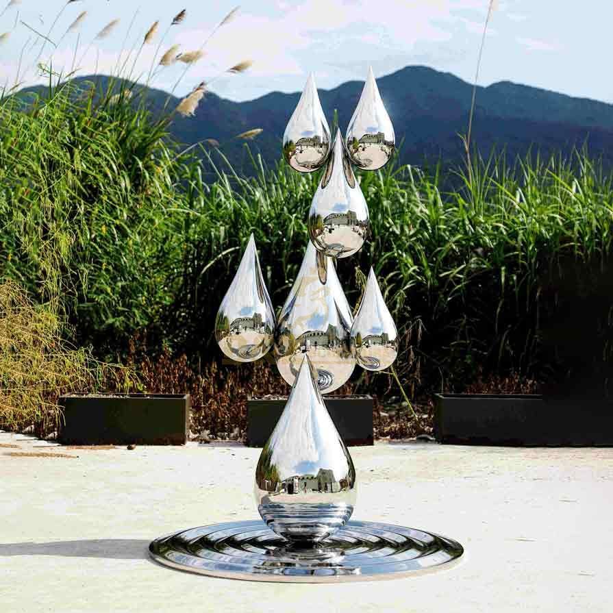 Water drop sculpture mirror stainless steel sculpture large metal art DZ-325