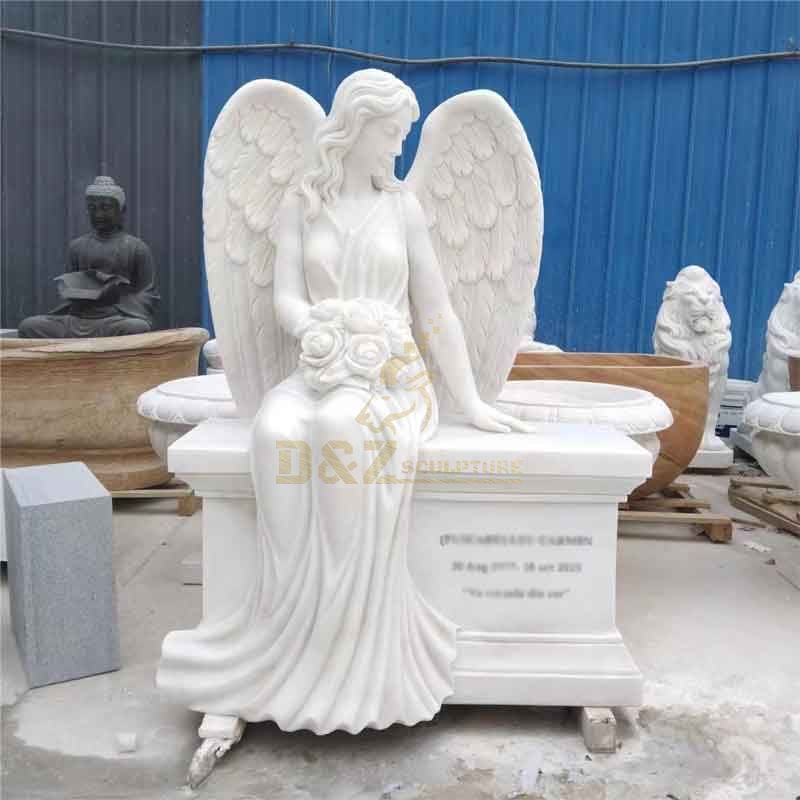 White marble cemetery tombstone angel statue sculpture DZ-350