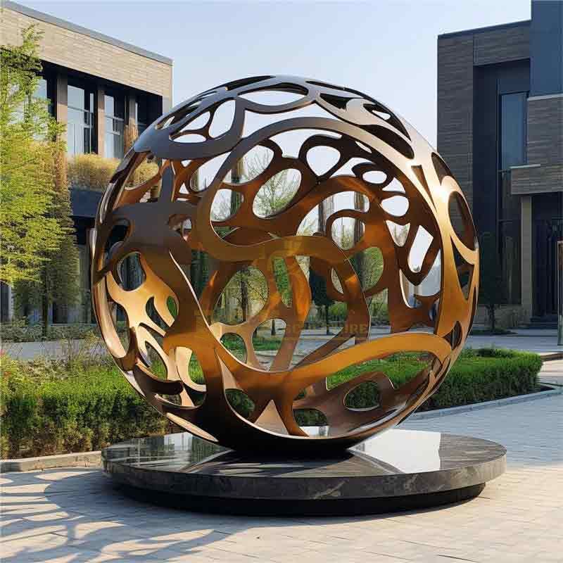 Large metal garden sphere sculpture in the lobby courtyard DZ-391