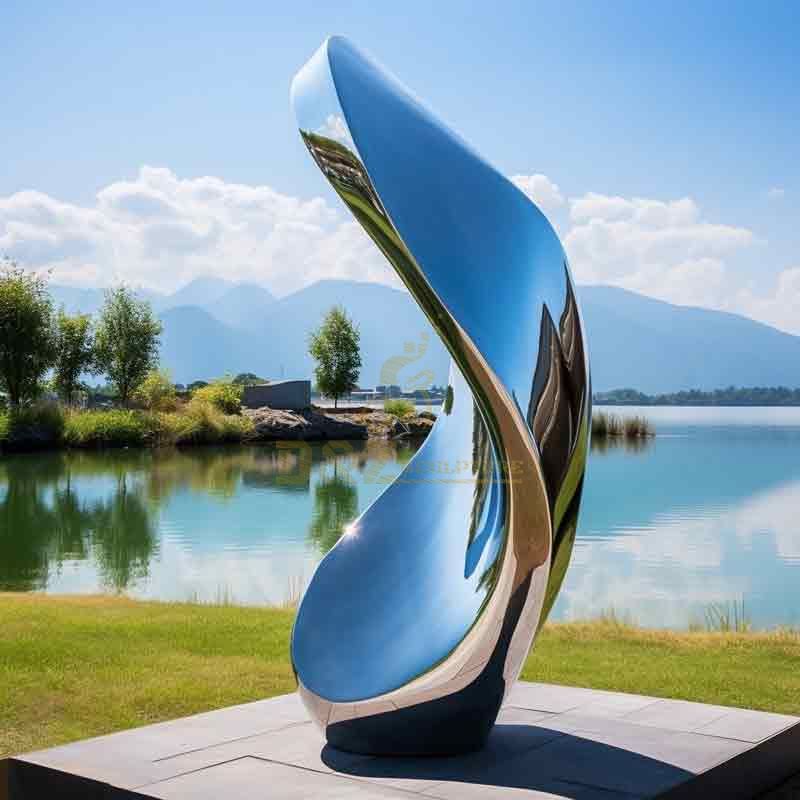 Outdoor abstract metal crescent moon sculpture mirror stainless steel art decor DZ-400