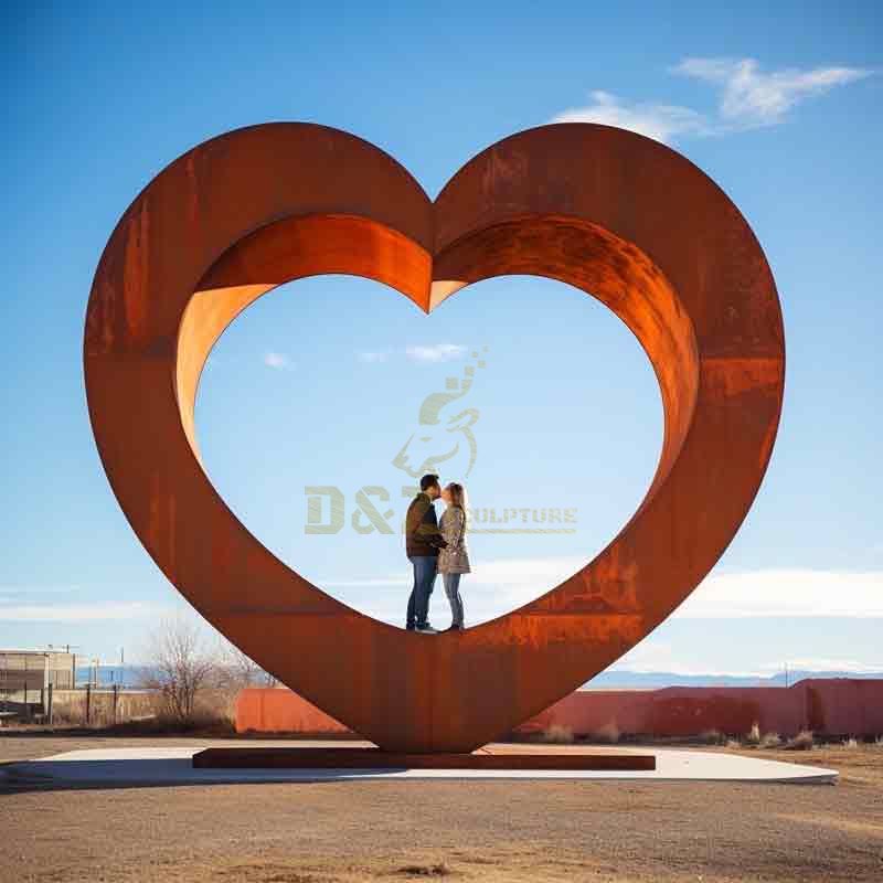 Large outdoor corten steel abstract art heart sculptures for sale DZ-406