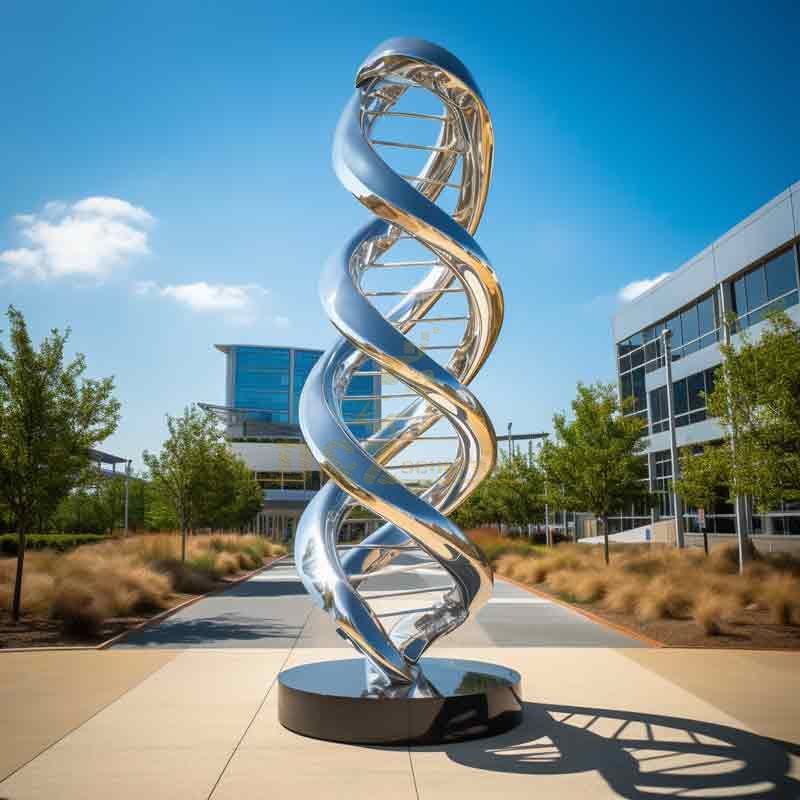 Large mirror stainless steel DNA double helix art sculpture for sale DZ-408