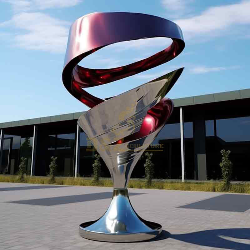 Giant mirrored wine glass sculpture art decor, wine estate logo DZ-409