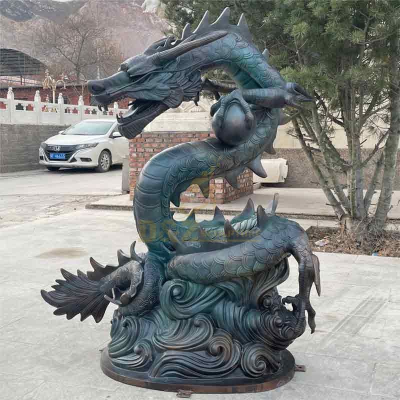 Outdoor Bronze Chinese Green Dragon Statue for Sale DZ-410