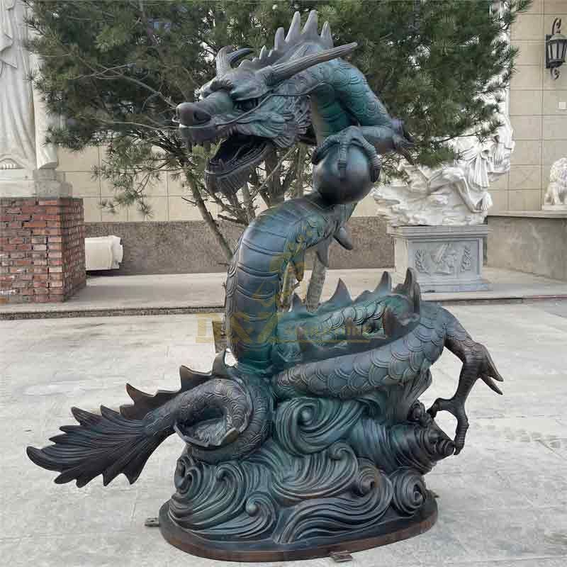 Outdoor Bronze Chinese Green Dragon Statue for Sale DZ-410