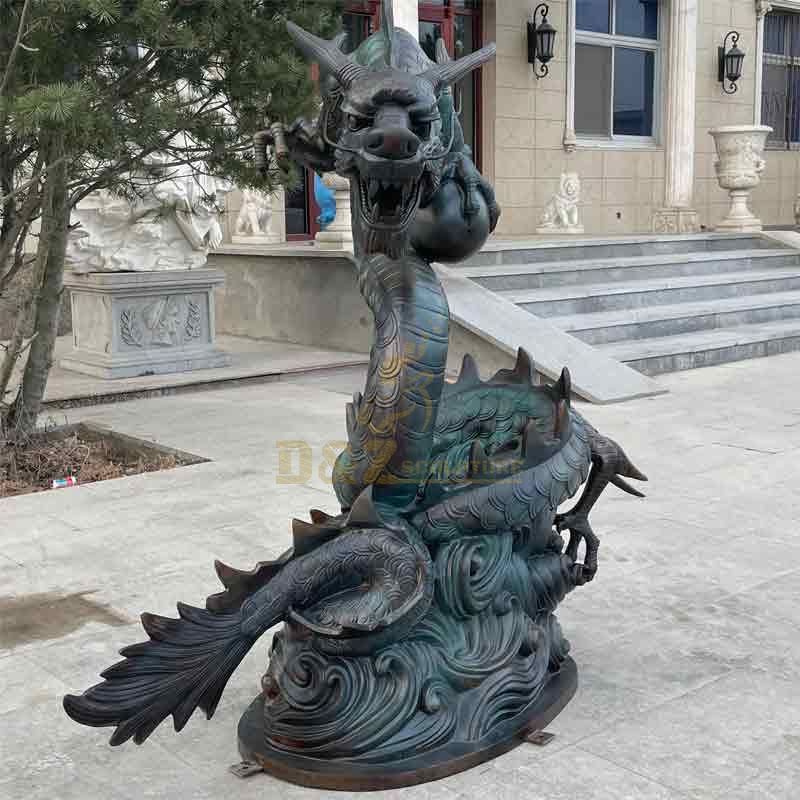 Outdoor Bronze Chinese Green Dragon Statue for Sale DZ-410