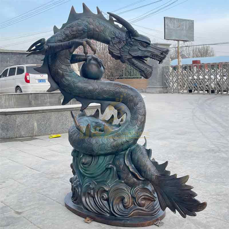 Outdoor Bronze Chinese Green Dragon Statue for Sale DZ-410