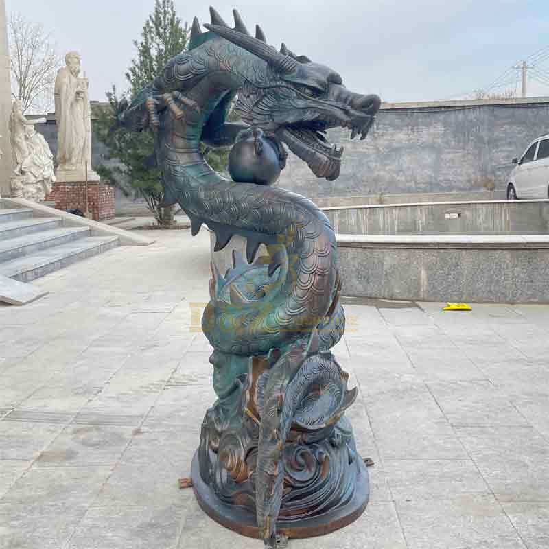 Outdoor Bronze Chinese Green Dragon Statue for Sale DZ-410