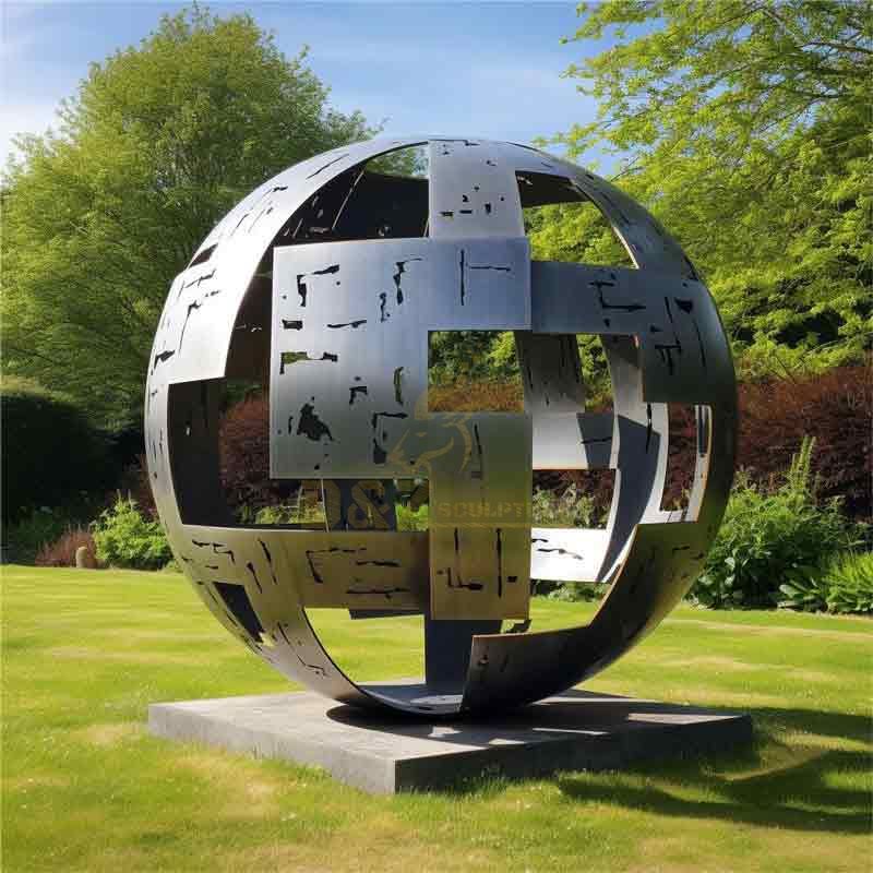 Large metal globe sculpture, creative decor for outdoor gardens DZ-411