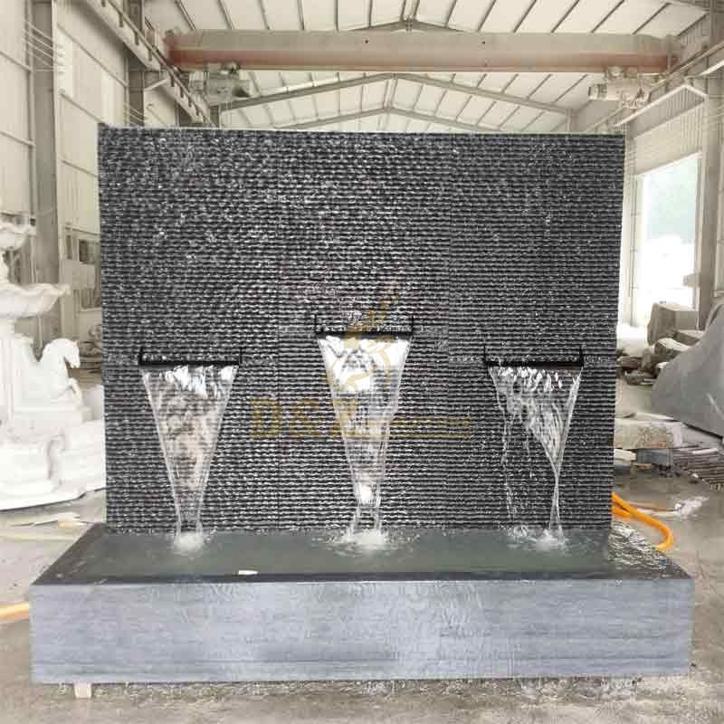 Modern black marble wall water curtain fountain for sale DZ-415