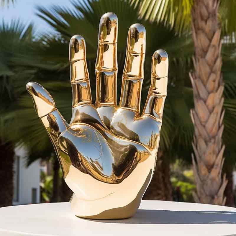Stainless steel large hand sculpture