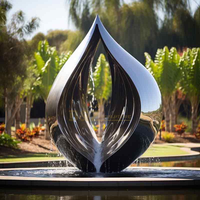 Outdoor large metal water drop fountain sculpture, perfect fusion of hollowOutdoor large metal water drop fountain sculpture, perfect fusion of hollow and flame DZ-423 and flame DZ-423