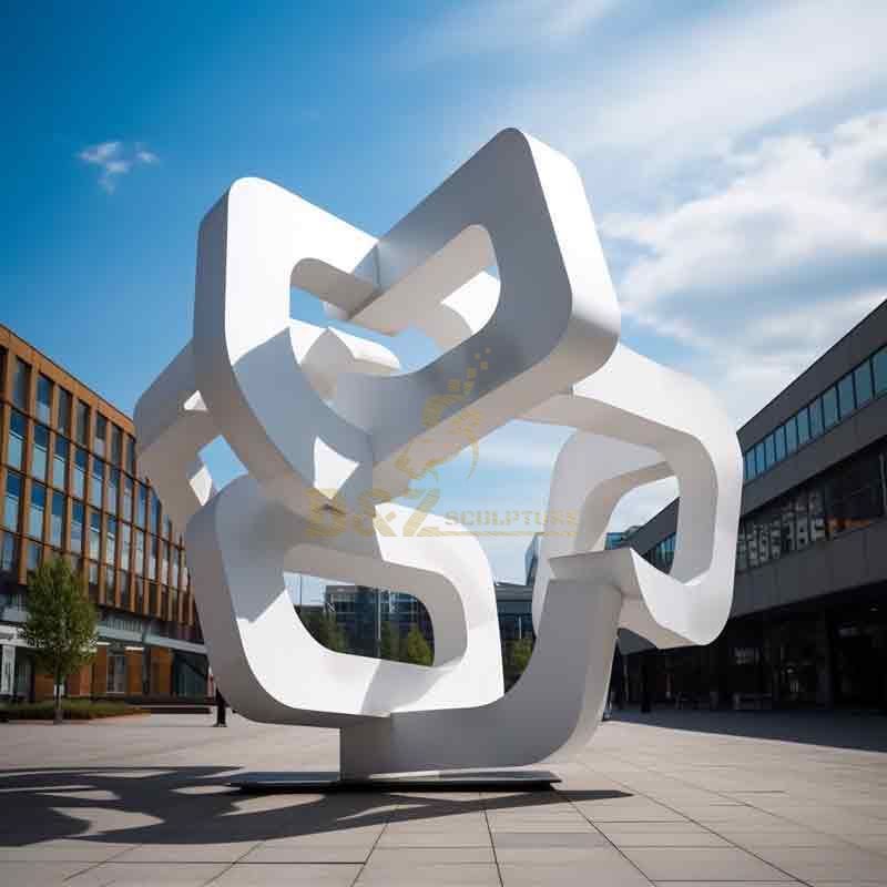 Large white modern metal sculpture for urban landscape project DZ-424