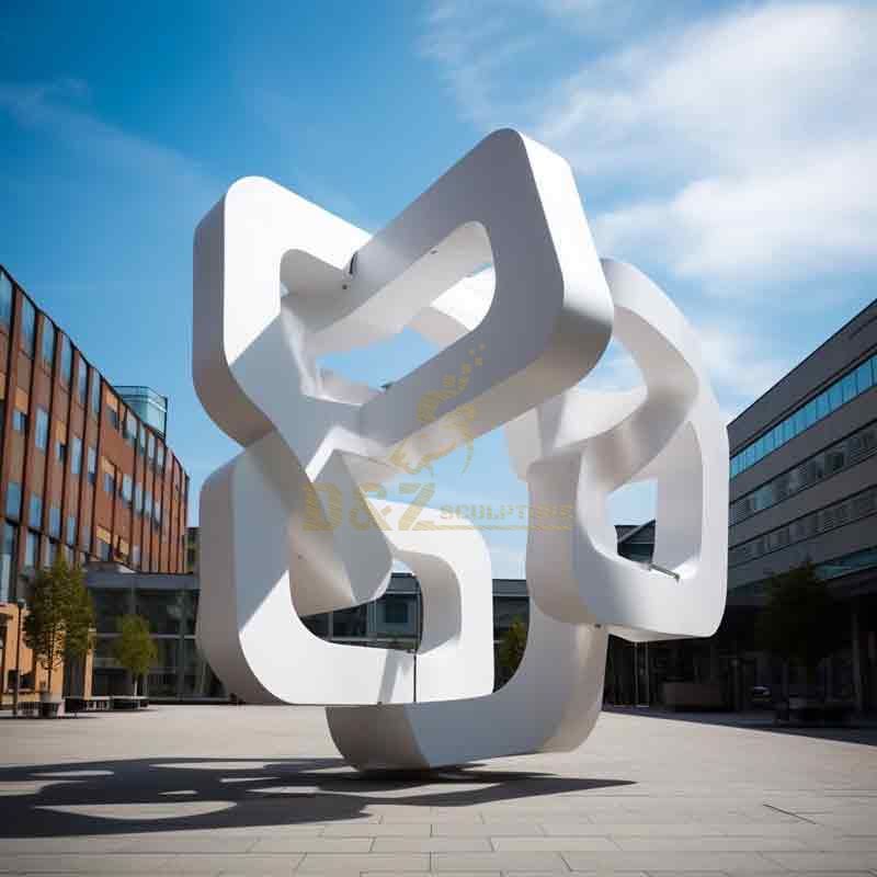 Large white modern metal sculpture for urban landscape project DZ-424