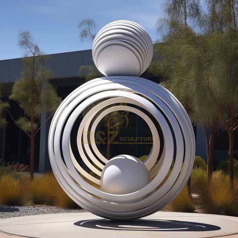 Large modern creative white metal garden sphere planet sculpture custom DZ-442