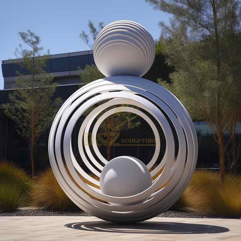 Large modern creative white metal garden sphere planet sculpture custom DZ-442