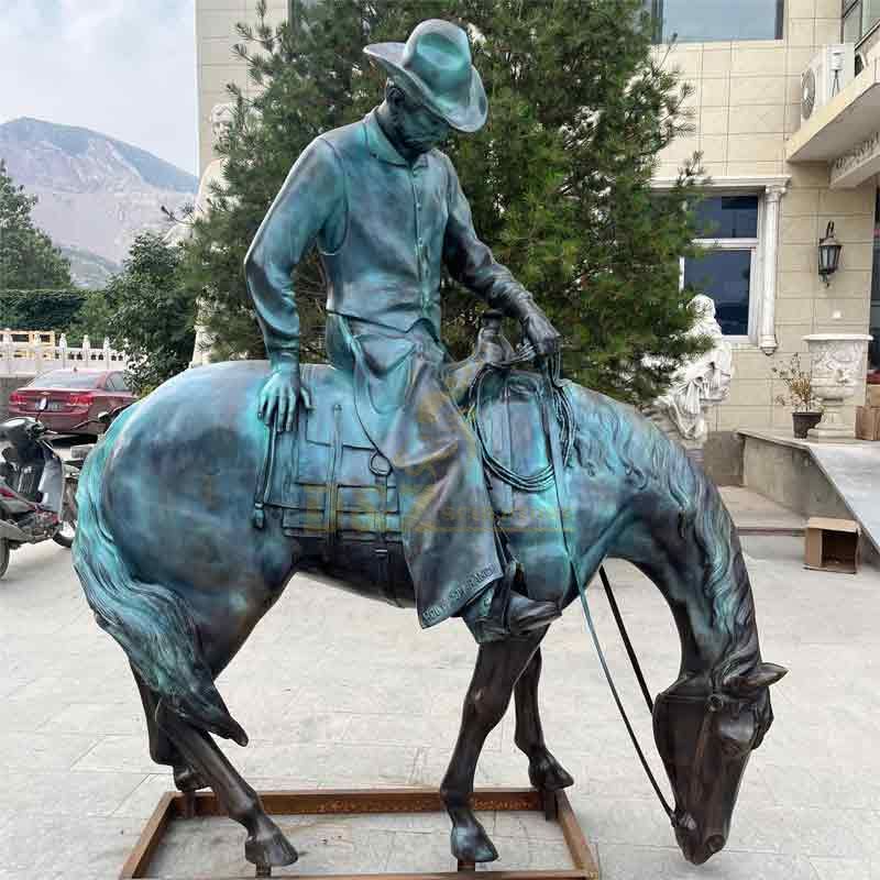 Life size bronze cowboy on horse statue for sale DZ-443