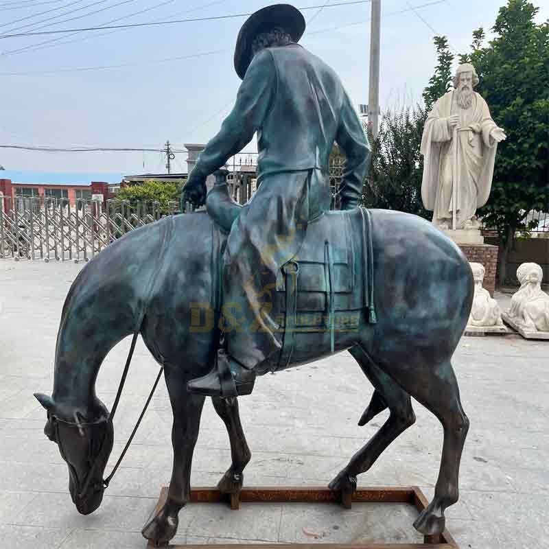 Life size bronze cowboy on horse statue for sale DZ-443
