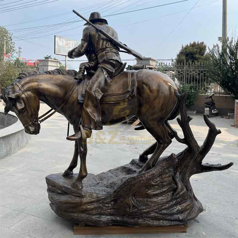 Western Classic Life Size Bronze Cowboy Horse Riding Statue Father and Son for Sale