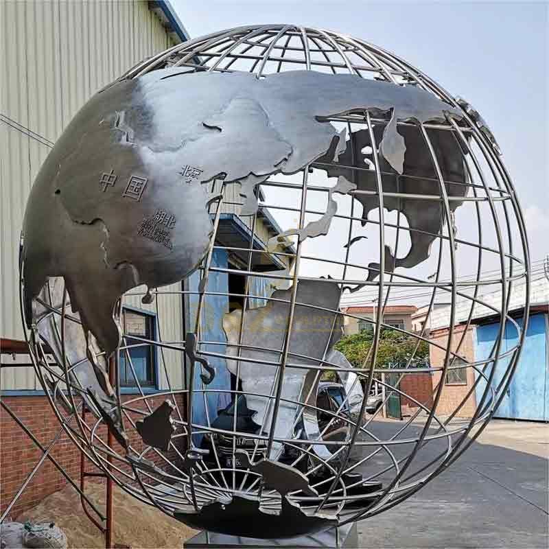 Custom large metal globe sculpture, garden sphere sculpture DZ-450