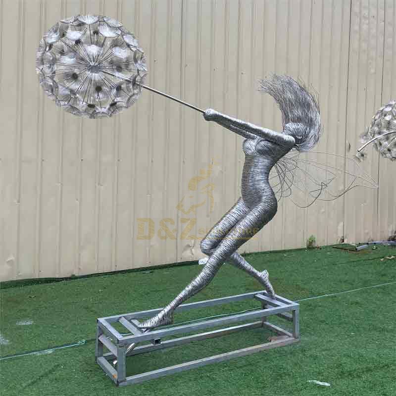 Fantasy wire fairy and dandelion garden sculptures for sale DZ-456
