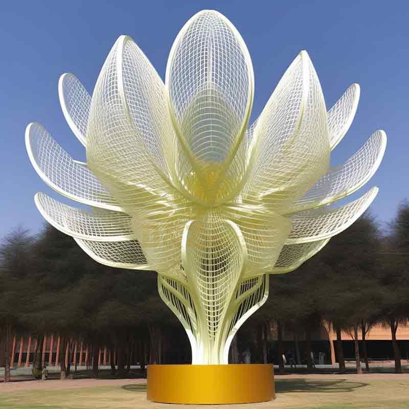 Giant metal flower art sculpture