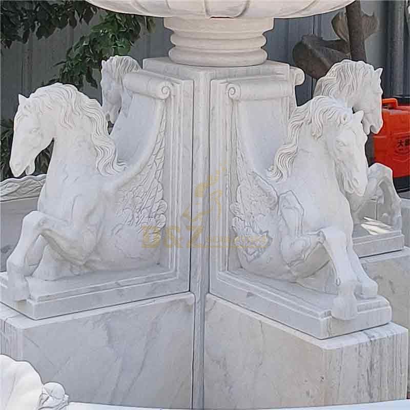 White Marble Horse Fountain Sculpture - Villa and Hotel Decor- Project