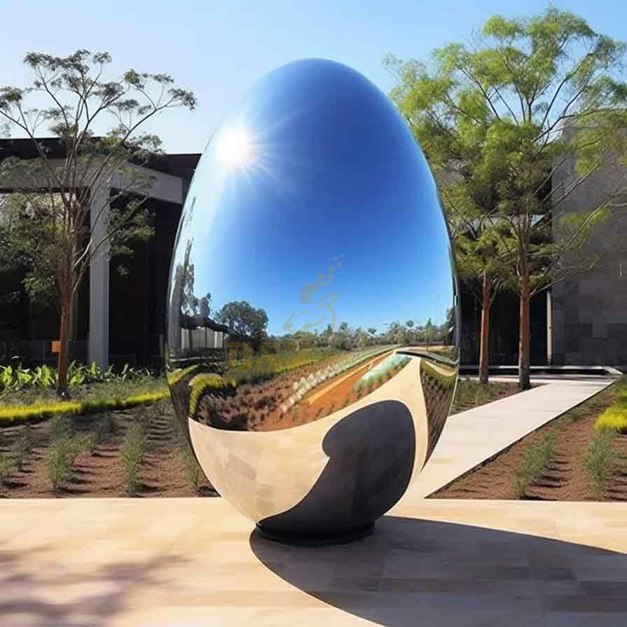 Modern Outdoor Metal Egg Sphere Mirror Stainless Steel Sculpture DZ-461