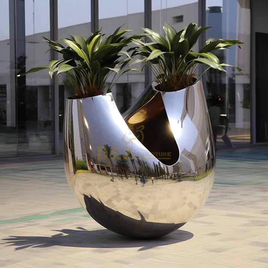 Custom Outdoor Indoor Stainless Steel Flower Pot Sculpture DZ-463