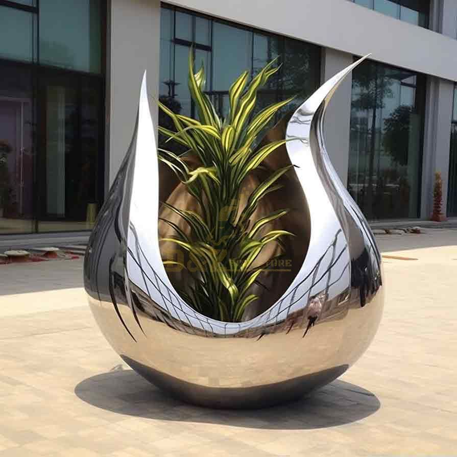 Custom Outdoor Indoor Stainless Steel Flower Pot Sculpture DZ-463