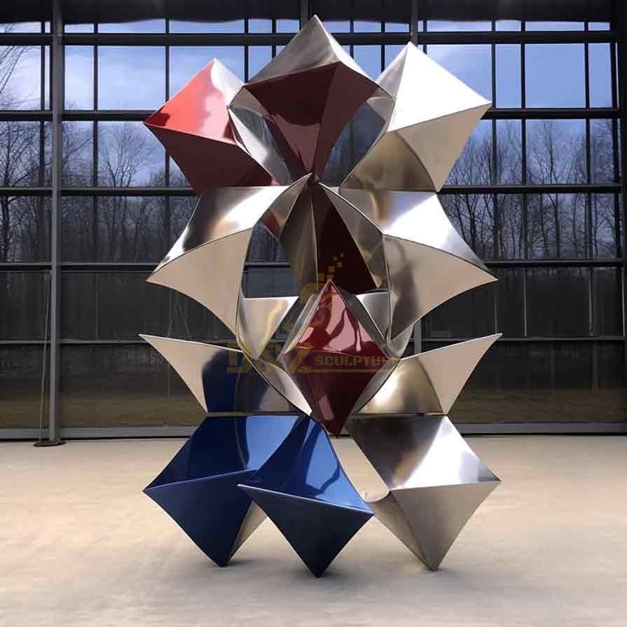 Large Abstract Stainless Steel Geometric Metal Sculpture DZ-464