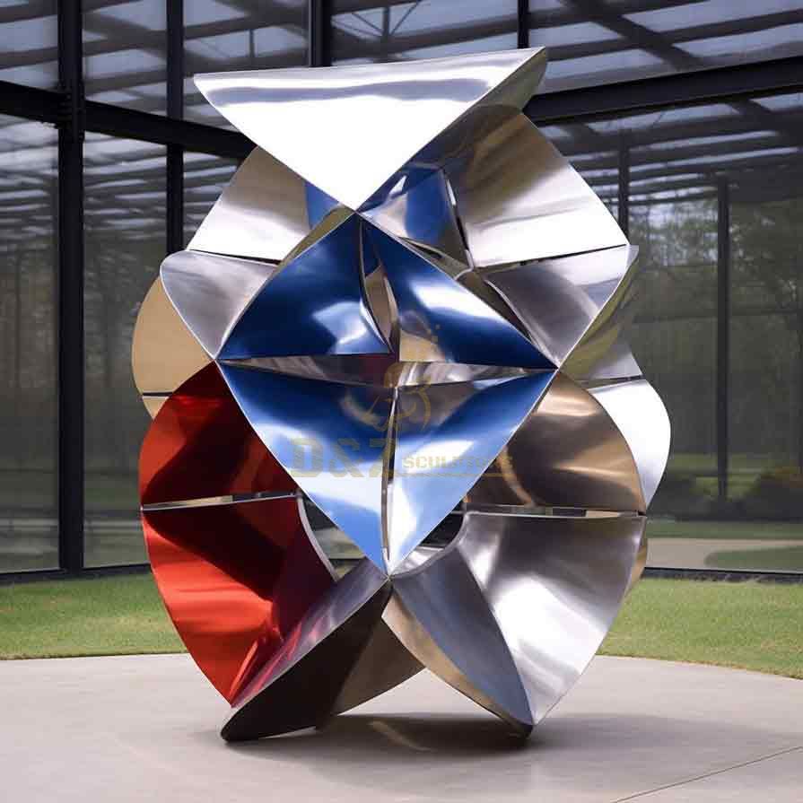 Large Abstract Stainless Steel Geometric Metal Sculpture DZ-464