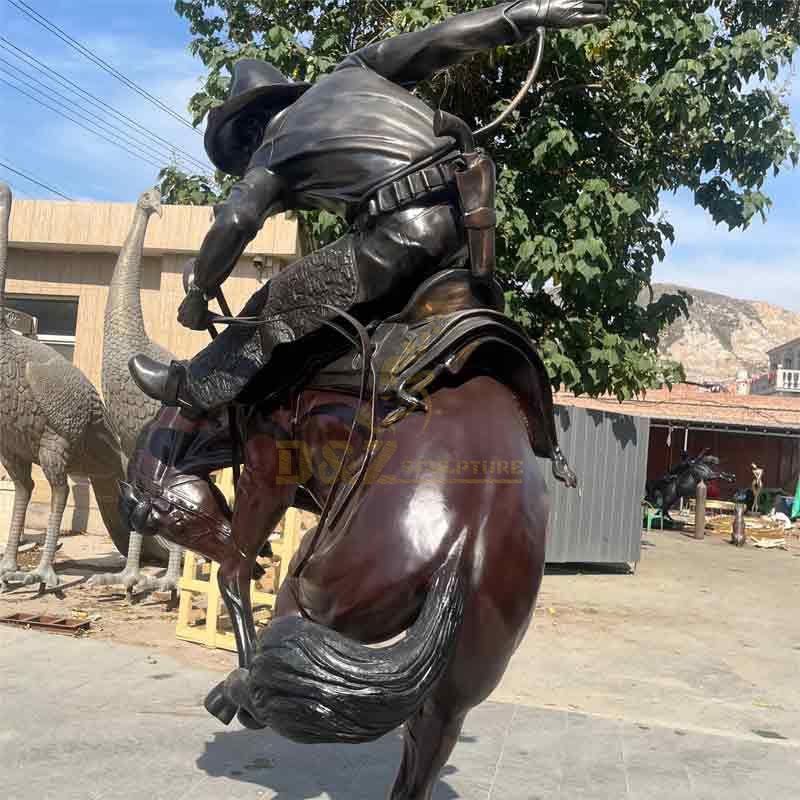 Bronze Statue of Cowboy on Bucking Bronco (Bronco Buster) for Sale DZ-475