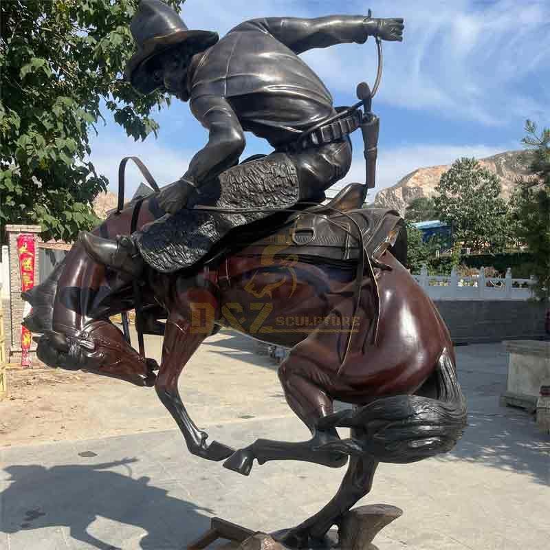 Bronze Statue of Cowboy on Bucking Bronco (Bronco Buster) for Sale DZ-475