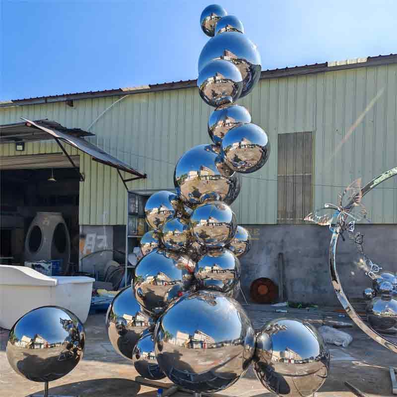 Outdoor mirror stainless steel garden sphere wave sculpture DZ-476