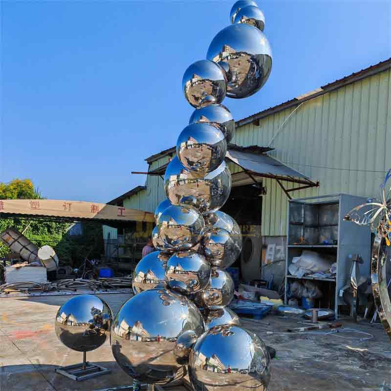 Outdoor mirror stainless steel garden sphere wave sculpture DZ-476