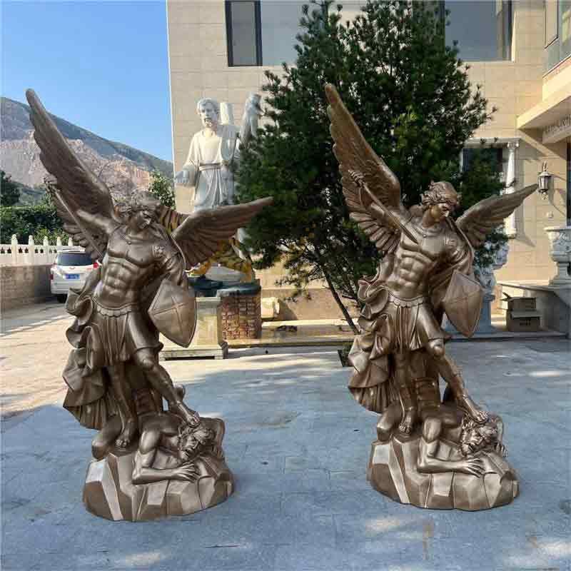Large Bronze Saint Michael the Archangel and Devil Statue for Sale DZ-484