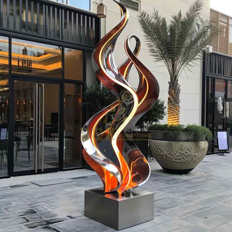 Large Abstract Metal Flame Sculpture - Barbecue Restaurant Theme Sculpture DZ-492